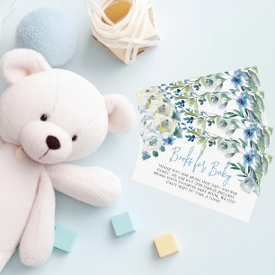 Carte D'accompagnement Livres pour Baby shower Boy Beau bleu Floral