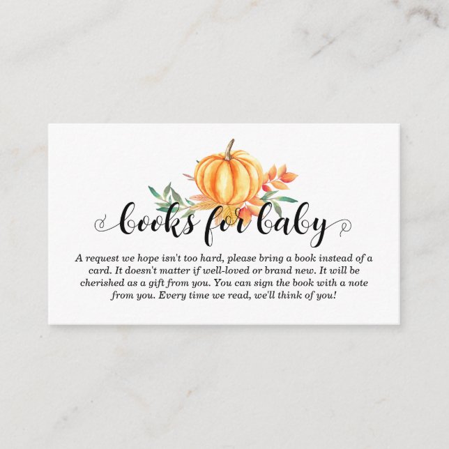 Carte D'accompagnement Livres pour Baby shower Citrouille bébé (Devant)