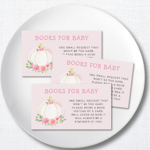 Carte D'accompagnement Livres Pour Baby shower Citrouille rose bébé