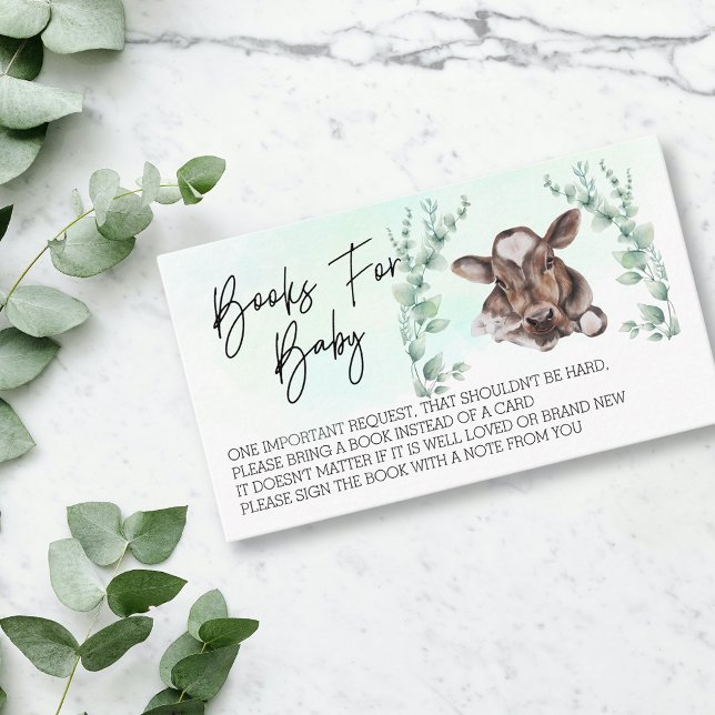 Carte D'accompagnement Livres pour Baby shower Cow Calf Watercolor (Créateur téléchargé)