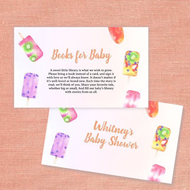 Carte D'accompagnement Livres Pour Baby shower D'Aquarelle Baby Popsicle (Books For Baby Popsicle Watercolor Baby Shower Enclosure Card)
