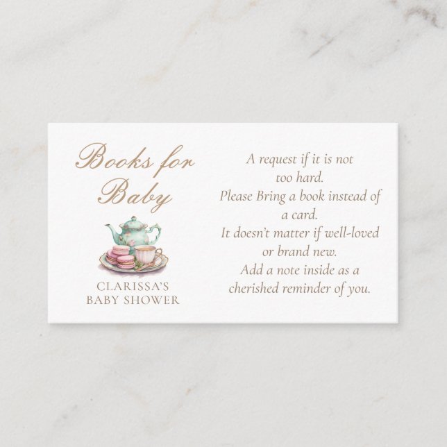 Carte D'accompagnement Livres pour Baby shower d'aquarelle pour bébé (Devant)