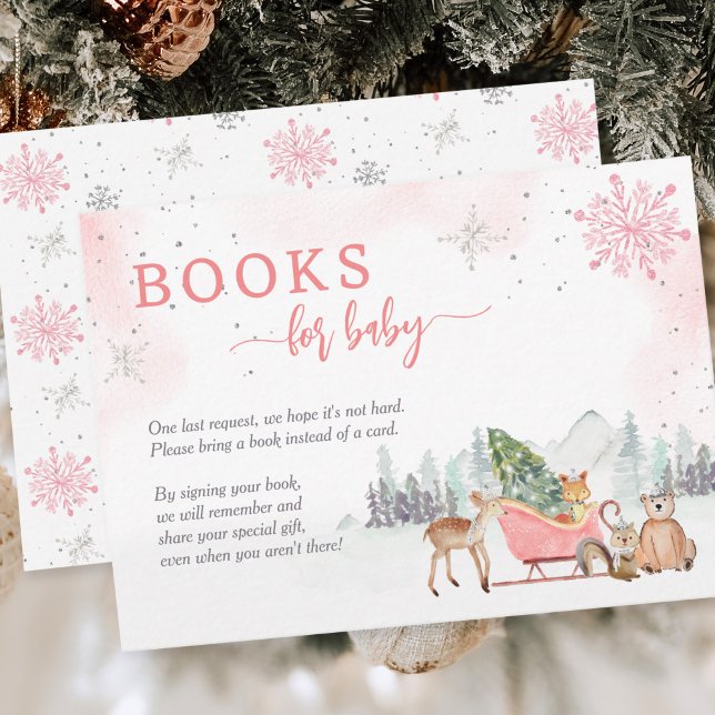 Carte D'accompagnement Livres pour Baby shower de bois d'hiver pour bébés (Créateur téléchargé)