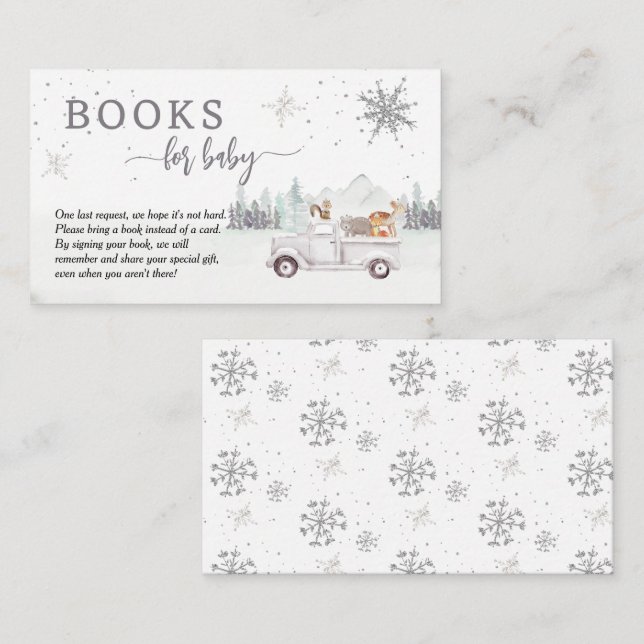 Carte D'accompagnement Livres pour Baby shower de bois d'hiver pour bébés (Devant / Derrière)