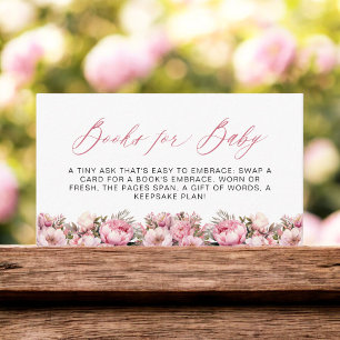 Carte D'accompagnement Livres pour Baby shower de pivoine rose florale bé