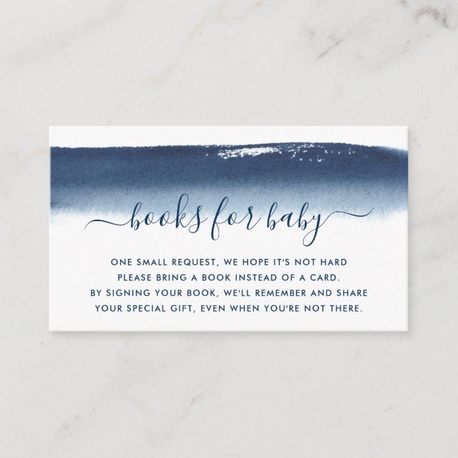 Carte D'accompagnement Livres pour Baby shower Elegant Navy Blue Boy (Devant)