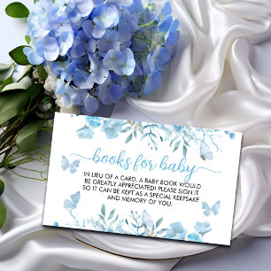 Carte D'accompagnement Livres pour Baby shower floral bleu bébé