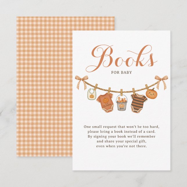 Carte D'accompagnement Livres pour Baby shower Halloween (Devant / Derrière)