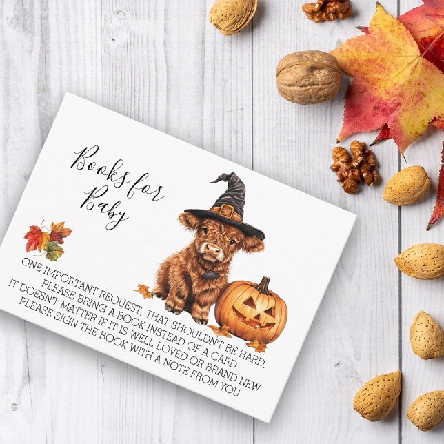Carte D'accompagnement Livres pour Baby shower Halloween Highland Cow (Créateur téléchargé)