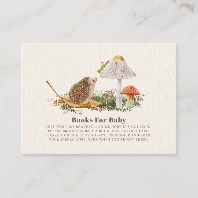 Carte D'accompagnement Livres Pour Baby shower Hedgehog Woodland Champhro (Devant)