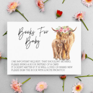 Carte D'accompagnement Livres pour Baby shower Highland Cow