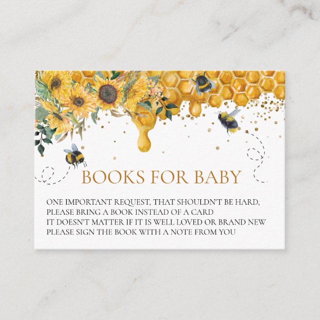 Carte D'accompagnement Livres pour Baby shower Honey Bee Aquarelle (Devant)