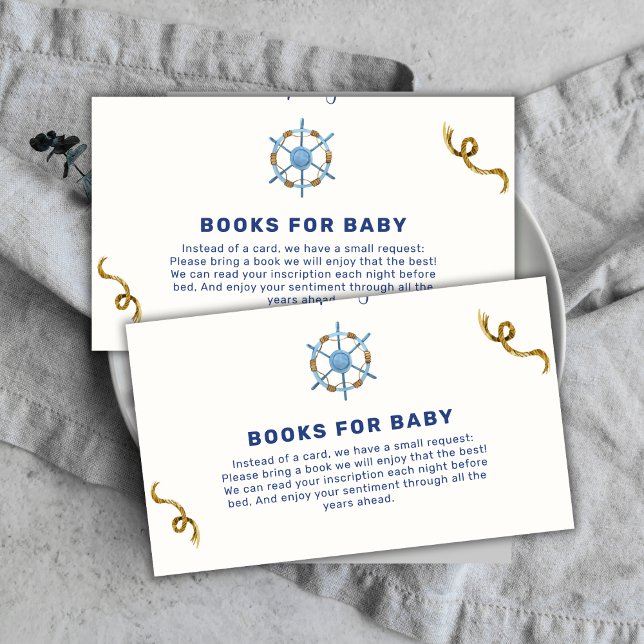 Carte D'accompagnement Livres Pour Baby shower Moderne Ahoy Nautical Book (Modern Ahoy Nautical Boy Books For Baby Shower Enclosure Card)