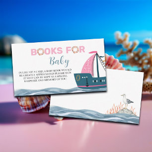 Carte D'accompagnement Livres pour Baby shower nautique rose bébé