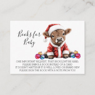 Carte D'accompagnement Livres pour Baby shower Noël Highland Cow