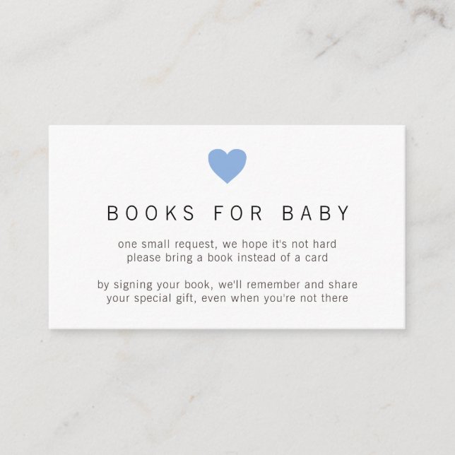 Carte D'accompagnement Livres pour Baby shower simple Cute Blue Heart Boo (Devant)
