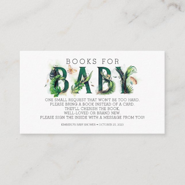 Carte D'accompagnement Livres Pour Baby Tropical Green Baby shower (Devant)