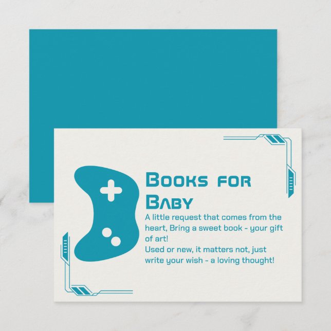 Carte D'accompagnement Livres pour Baby Video Game Controller Baby shower (Devant / Derrière)