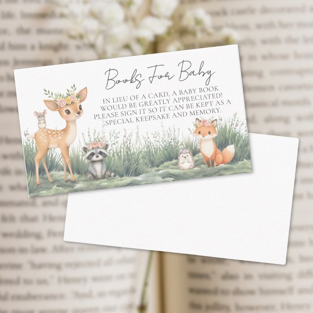 Carte D'accompagnement Livres Pour Baby Woodland Forest Animaux Baby show (Books For Baby Woodland Forest Animals Baby Shower Enclosure Card)