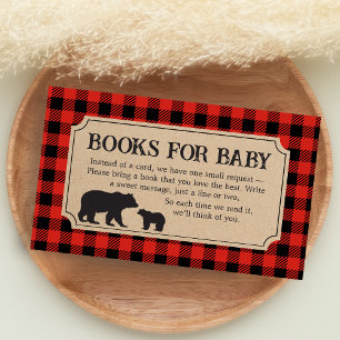 Carte D'accompagnement Livres pour bébé à la douche de bébé Ourson Bûcher