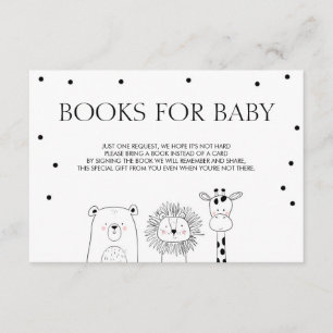 Carte D'accompagnement Livres pour bébé Apportez un livre Black white Ani