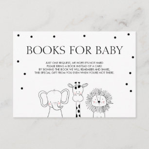 Carte D'accompagnement Livres pour bébé Apportez un livre Safari Animaux 