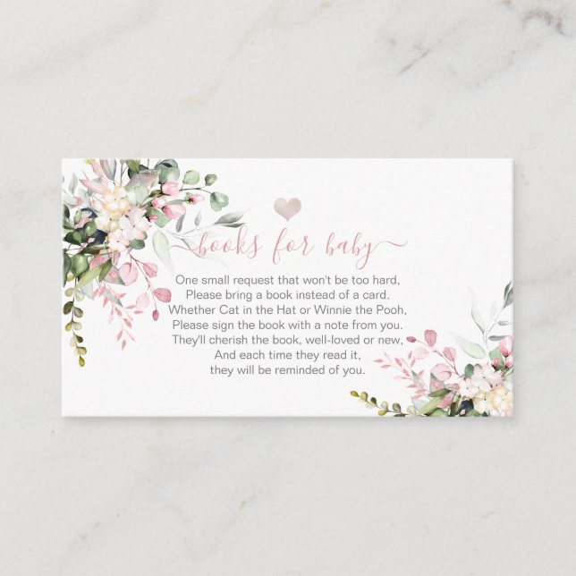 Carte D'accompagnement Livres pour bébé aquarelle bleu rose Eucalyptus (Devant)