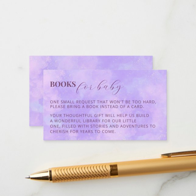 Carte D'accompagnement Livres pour bébé aquarelle nuage neuf Baby shower (Devant/Arrière en situation)