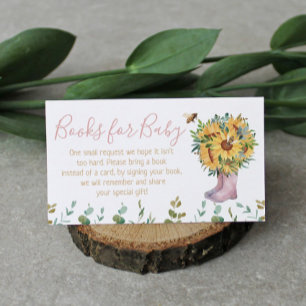 Carte D'accompagnement Livres Pour Bébé Aquarelle Rose Pluie Boots Bee