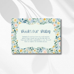 Carte D'accompagnement Livres pour bébé aux floraisons bleues poussiéreus