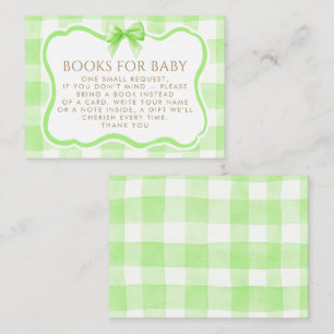 Carte D'accompagnement Livres pour bébé avec cadre ondulé en vichy vert