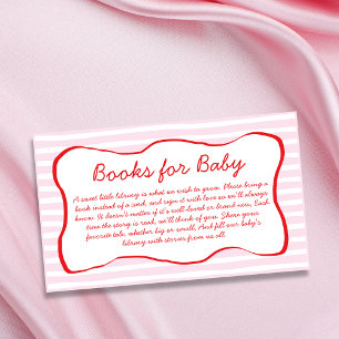 Carte D'accompagnement Livres pour bébé avec cadre ondulé rose et rouge p