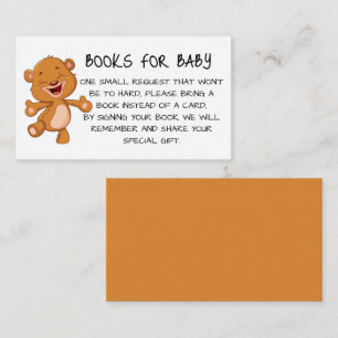 Carte D'accompagnement Livres pour bébé avec ours en peluche