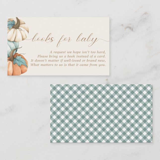 Carte D'accompagnement Livres pour bébé – Baby Shower automnal rustique | (Devant / Derrière)