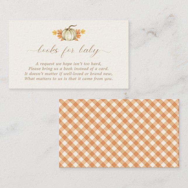 Carte D'accompagnement Livres pour bébé - Baby shower Automne Automne | (Devant / Derrière)