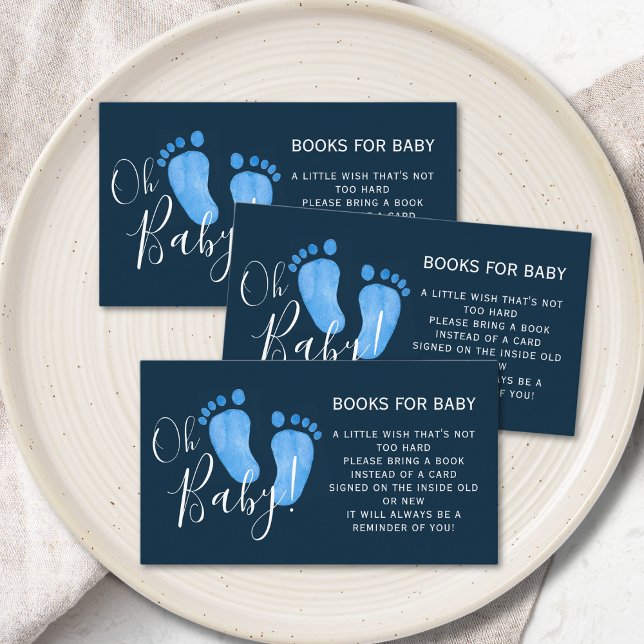 Carte D'accompagnement Livres pour bébé Baby Shower Bleu Nuit (Créateur téléchargé)