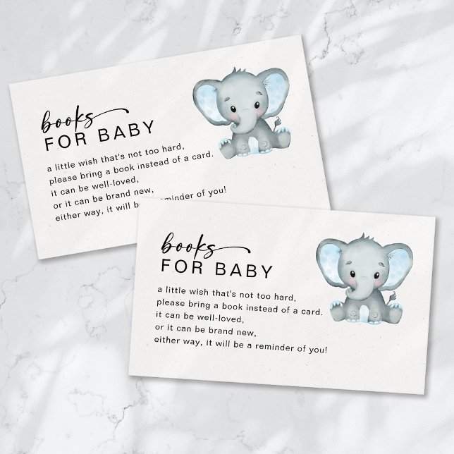 Carte D'accompagnement Livres pour bébé Baby shower Blue Elephant (Créateur téléchargé)