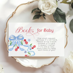Carte D'accompagnement Livres pour bébé Baby shower cerisier bleu Bow