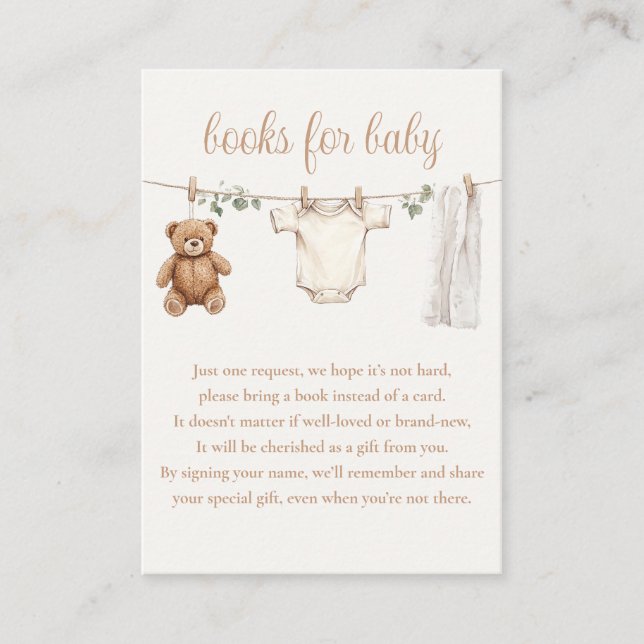 Carte D'accompagnement Livres Pour Bébé Baby shower Clothesline (Devant)