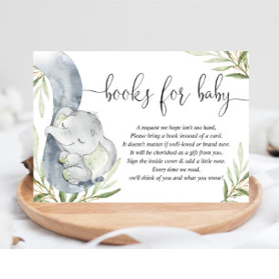 Carte D'accompagnement Livres pour bébé baby shower d'éléphant neutre gen
