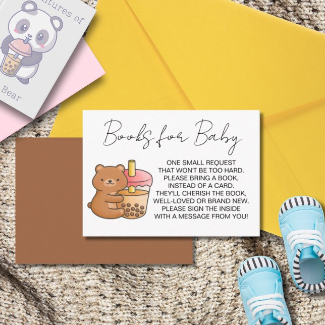 Carte D'accompagnement Livres pour bébé, Baby shower d'ours, Boba Tea (Créateur téléchargé)