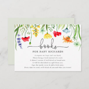 Carte D'accompagnement Livres pour bébé baby shower fleur sauvage coloré