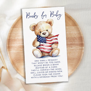 Carte D'accompagnement Livres Pour Bébé Baby shower Patriotique Ours Tedd