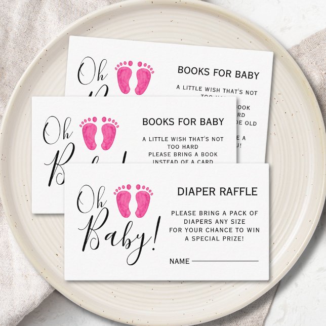 Carte D'accompagnement Livres Pour Bébé Baby shower Pieds Rose (Créateur téléchargé)