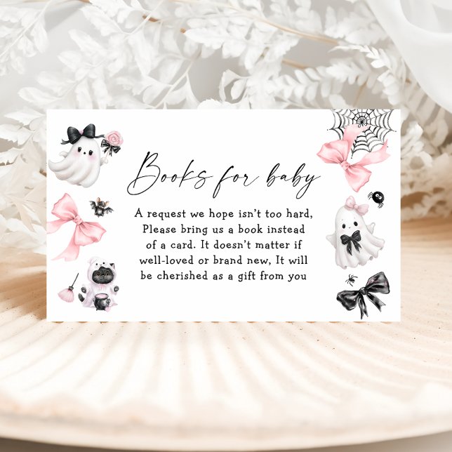 Carte D'accompagnement Livres pour bébé Baby shower rose Halloween (Créateur téléchargé)