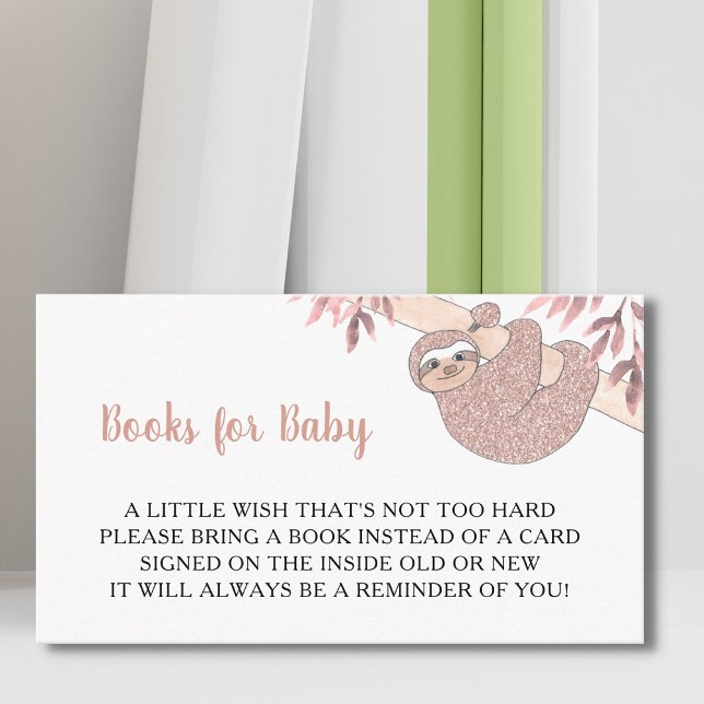 Carte D'accompagnement Livres Pour Bébé Baby shower Rose Sloth (Créateur téléchargé)