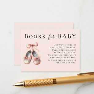 Carte D'accompagnement Livres Pour Bébé Ballerina Chaussures Bow Rose Or 