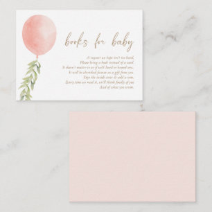 Carte D'accompagnement Livres pour bébé ballon rose Eucalyptus Foliage
