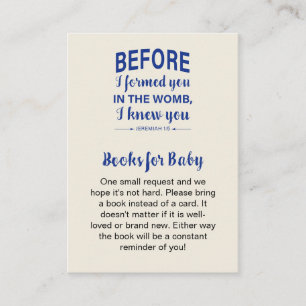 Carte D'accompagnement Livres pour bébé Bible Verse Baby shower Bleu