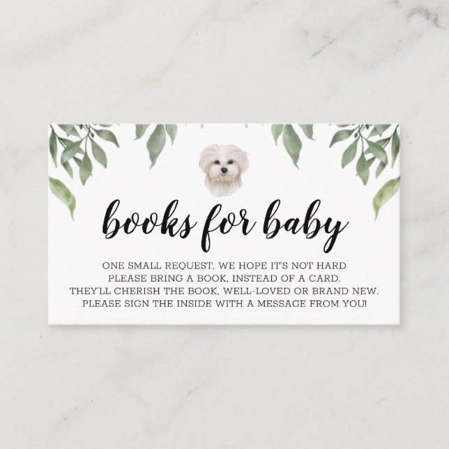 Carte D'accompagnement Livres pour bébé Blanc Maltais Chien Blanc Boho Gr (Devant)
